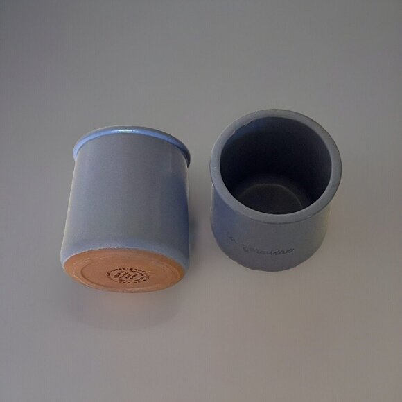 La Fermiere French Periwinkle Terra Cotta Glazed Yogurt Plant Pot Planter Clay - Picture 9 of 12